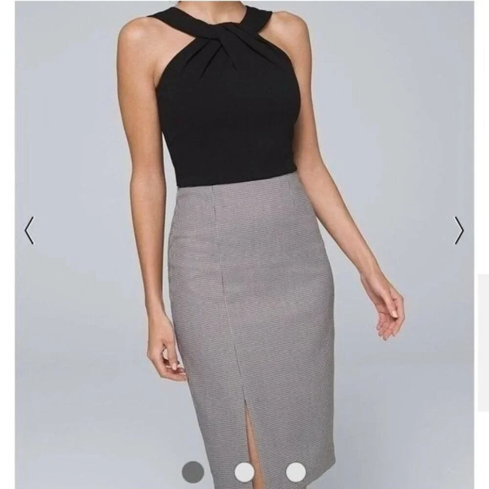 NWOT White House Black Market Mixed-Media Suiting Sheath Dress - Size 14 - Picture 2 of 4